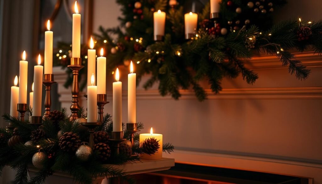 holiday fireplace candles